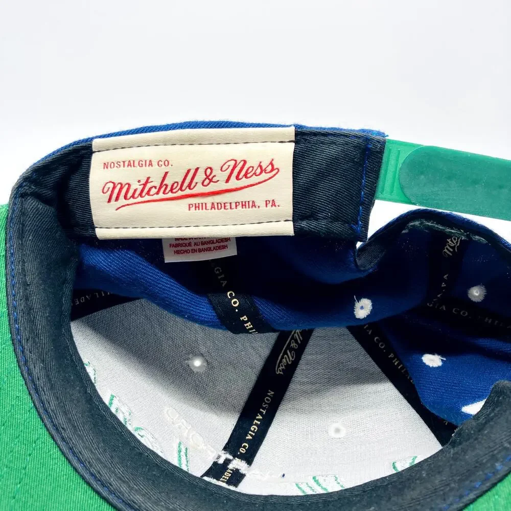 Hartford Whalers Snapback Hat Mitchell & Ness Double Line Script Blue 100% Wool